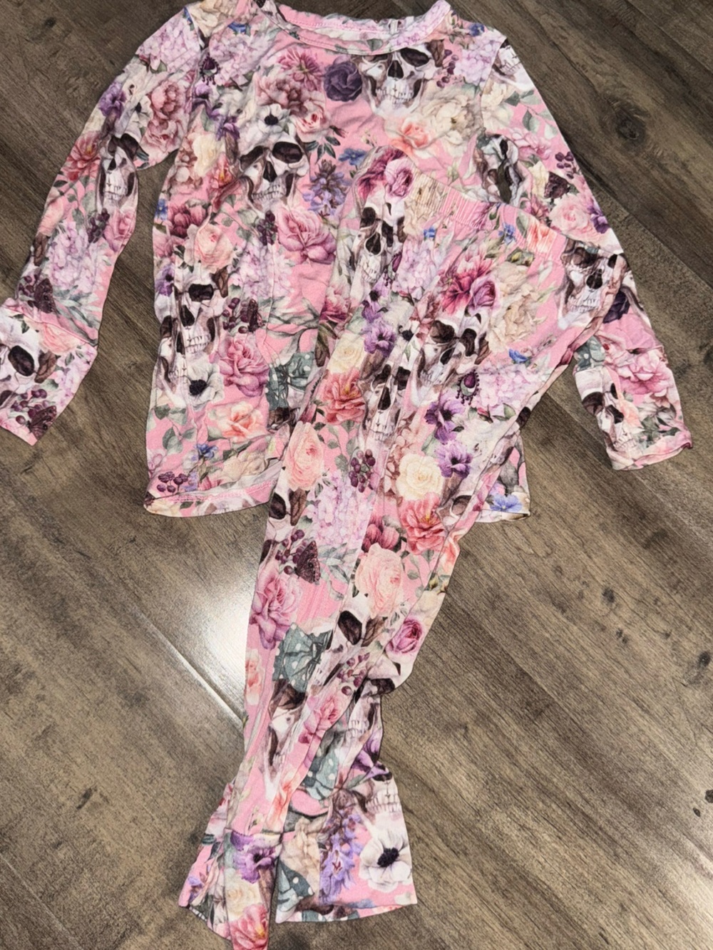 Posh Peanut Skull Floral Bamboo 2pc Pajama Set Toddler 2T Halloween Goth Roses